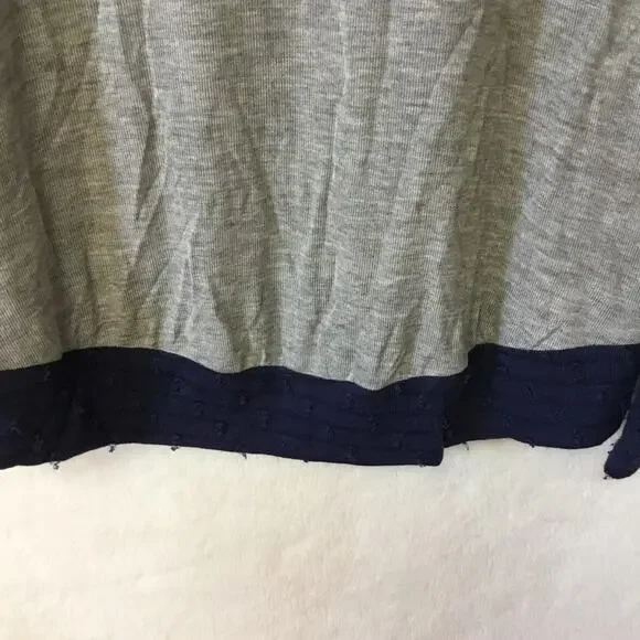 Gray Navy Lightweight Knit Distress Detailing Top - Picture 9 of 12